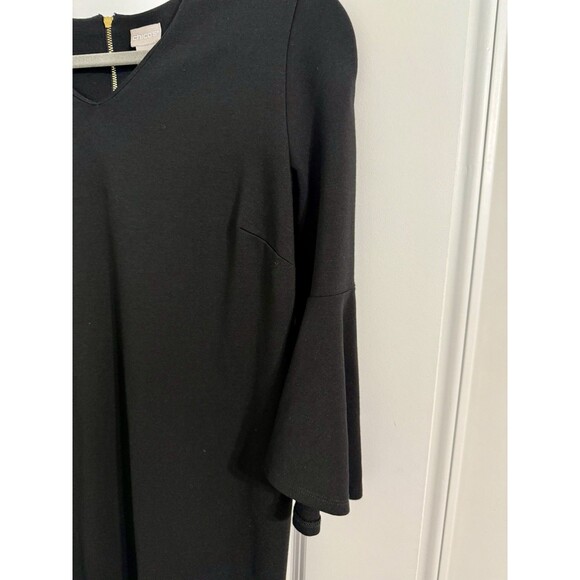 Chicos 0(US-4) Black Flare Sleeves Dress With Gold Zippered Back - Picture 2 of 14